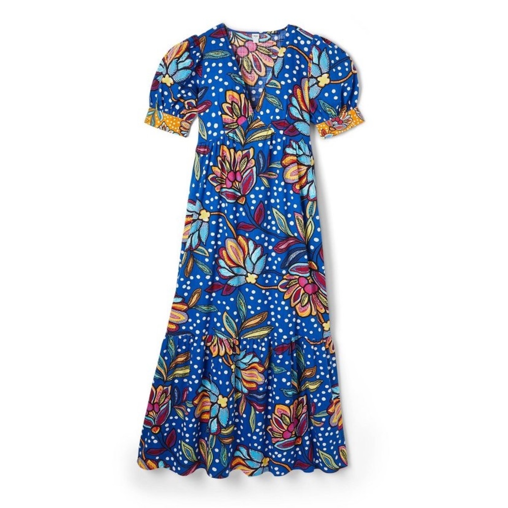 Tabitha Brown Limited Edition Mixed Floral Polka Dot Print Midi Dress